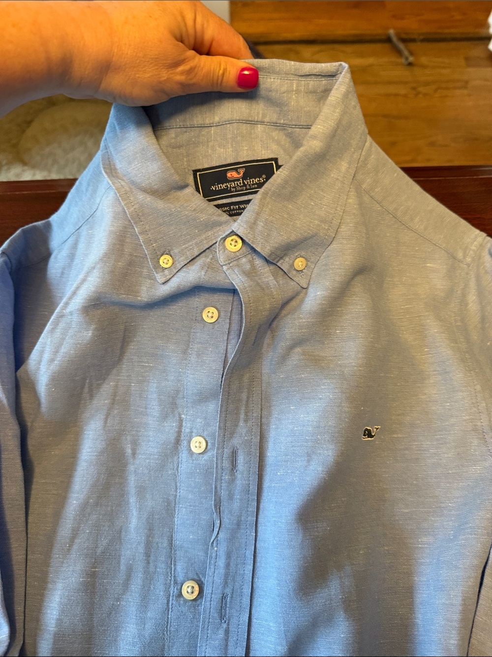 Vineyard Vines Men's Sky Blue Linen Button-Down Shirt